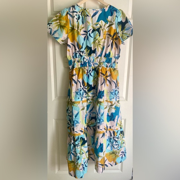 CYNTHIA ROWLEY 100% Cotton Popover V-Neck Tiered Floral Maxi Dress Size 1X NWT💫 - Picture 6 of 15